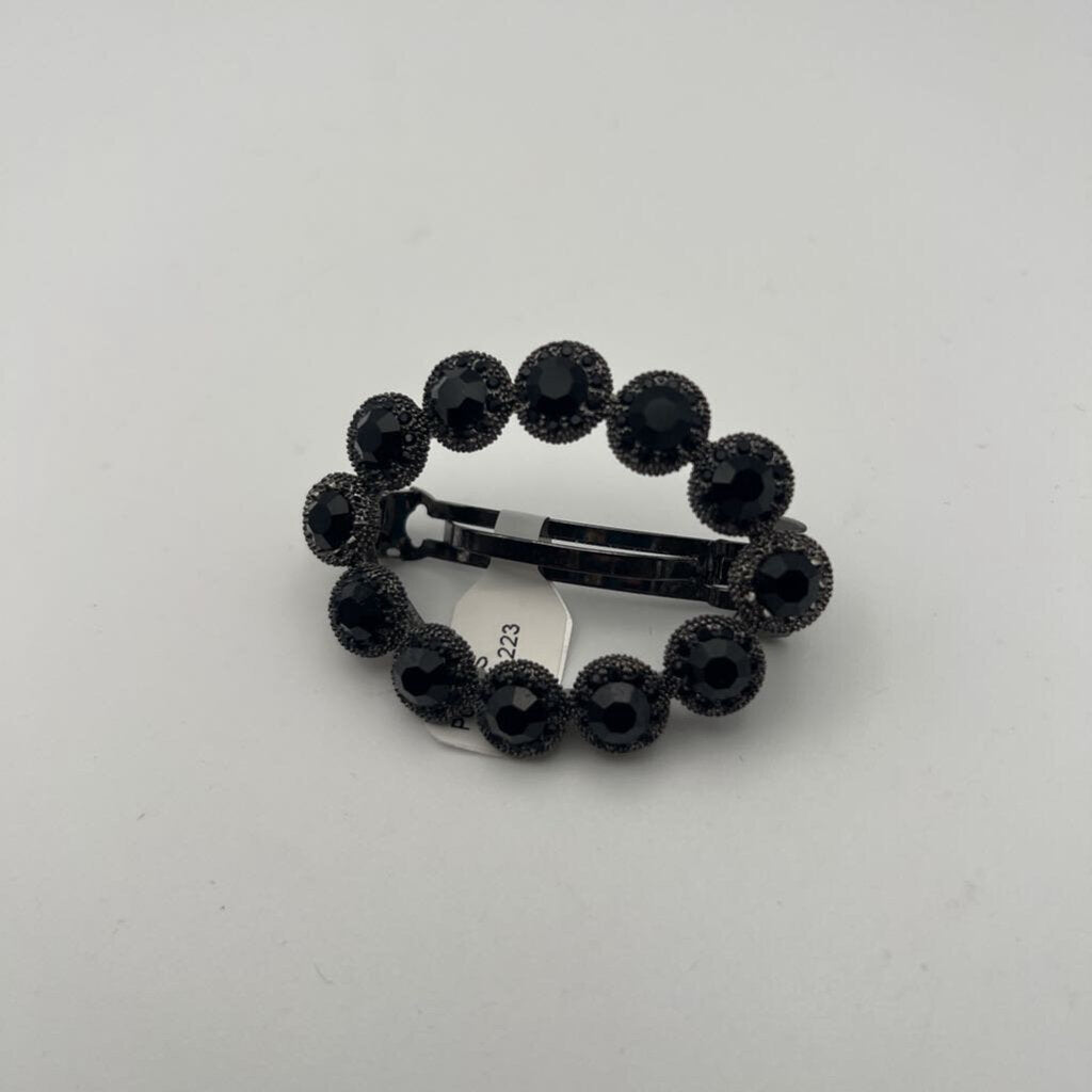 Black Crystal Oval Statement Barette