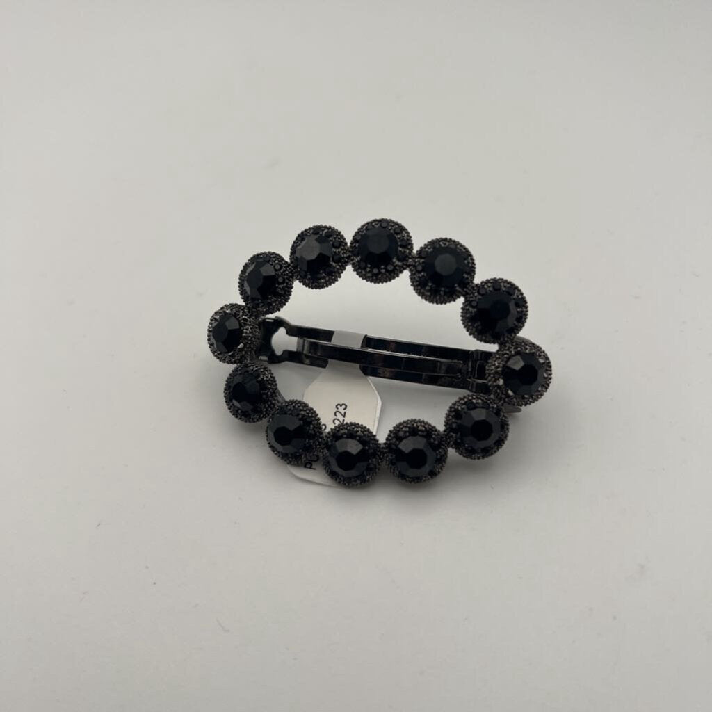 Black Crystal Oval Statement Barette