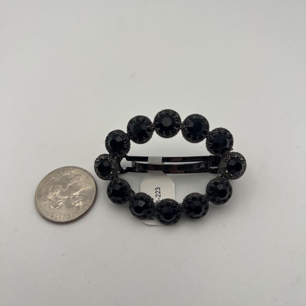 Black Crystal Oval Statement Barette