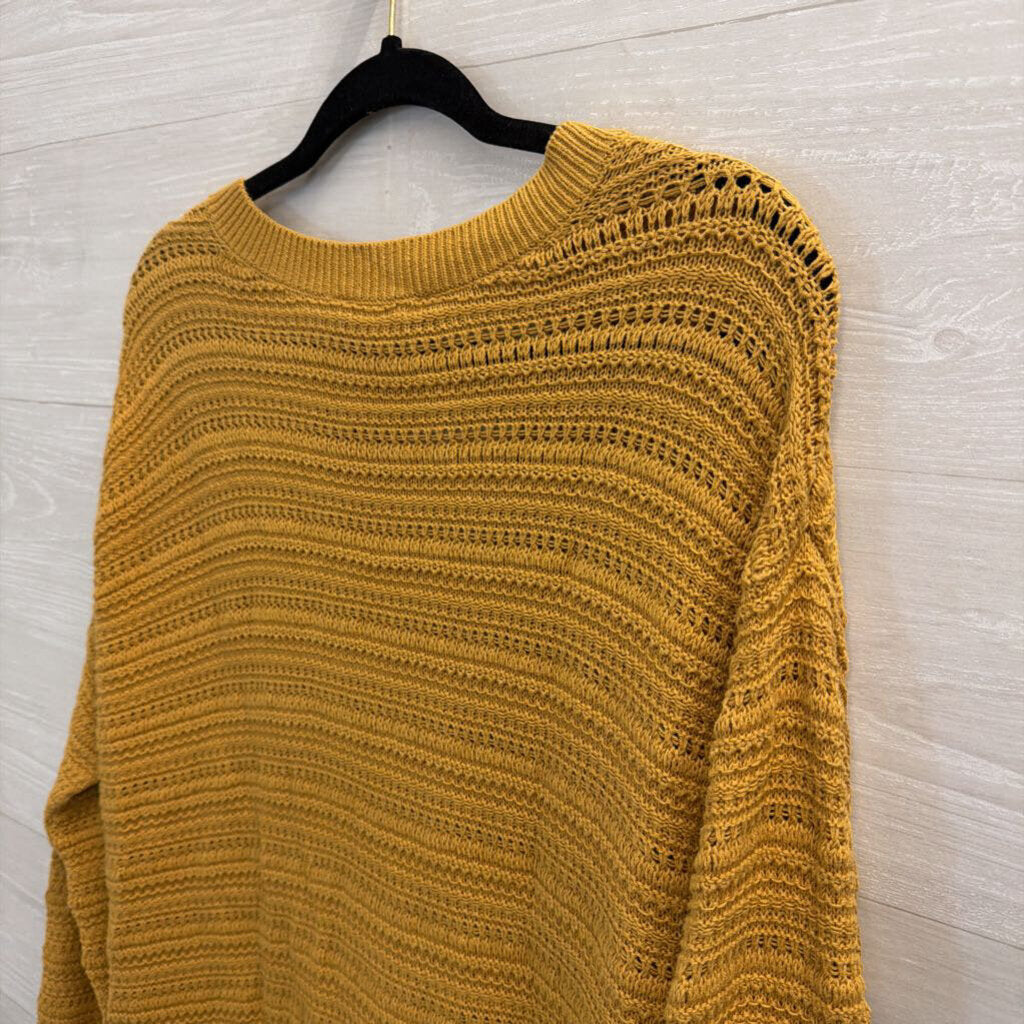 Loft Yellow Knit V Neck Sweater Top Large