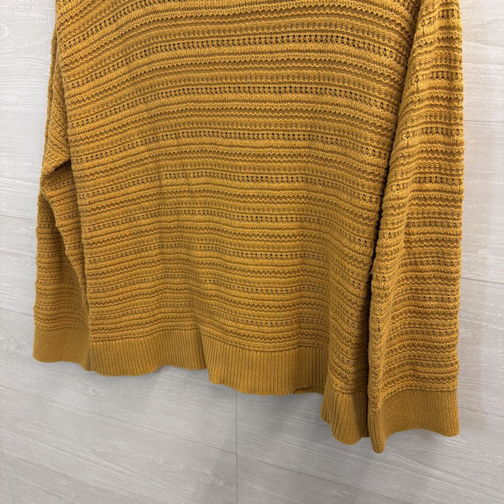 Loft Yellow Knit V Neck Sweater Top Large