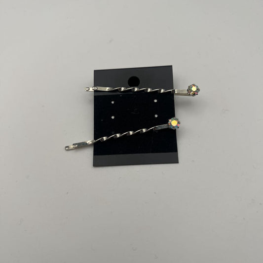 Rhinestone Silver Hair Clips