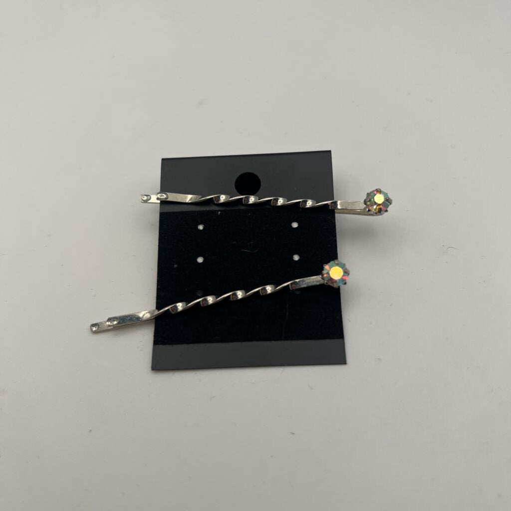 Rhinestone Silver Hair Clips