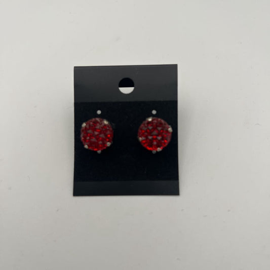 Red Druzy Stud Earrings