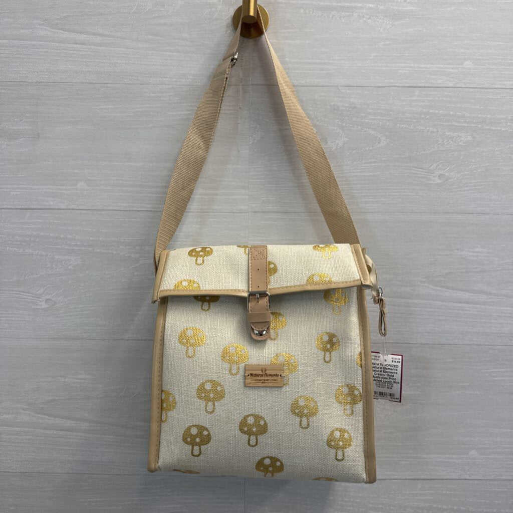 Natural Elements Cream/ Gold Mushroom Print Insulated Lunch Box