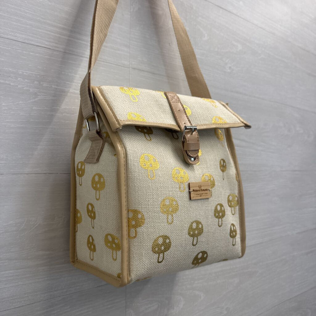 Natural Elements Cream/ Gold Mushroom Print Insulated Lunch Box