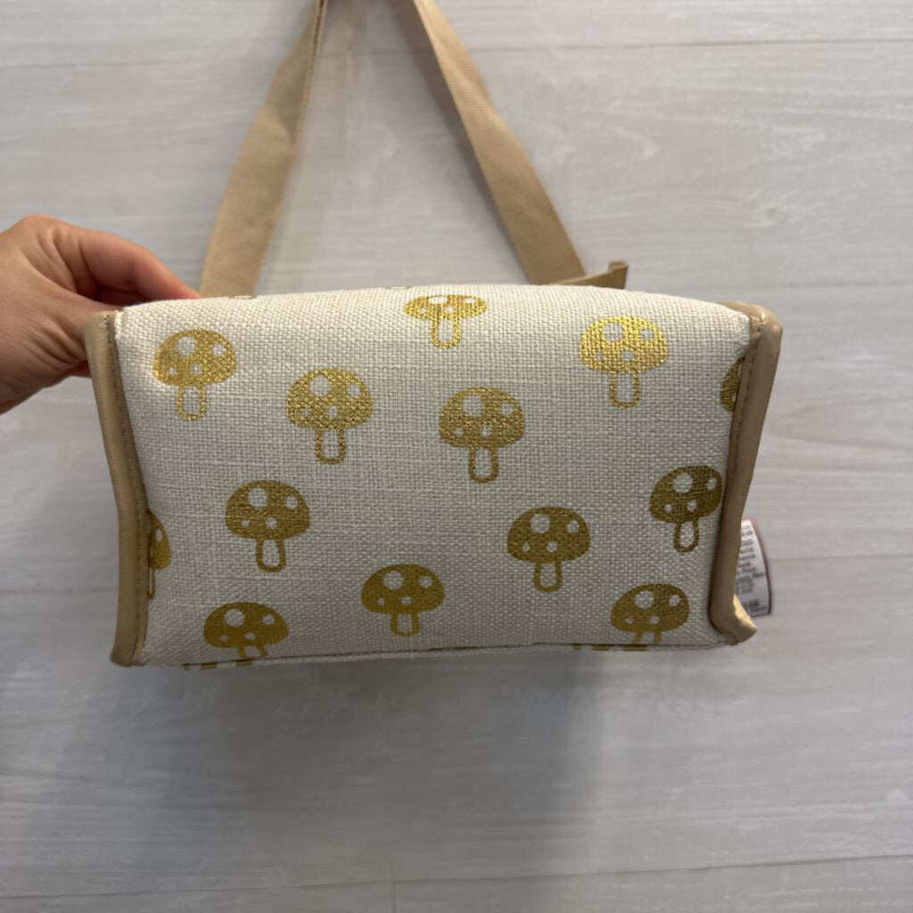 Natural Elements Cream/ Gold Mushroom Print Insulated Lunch Box