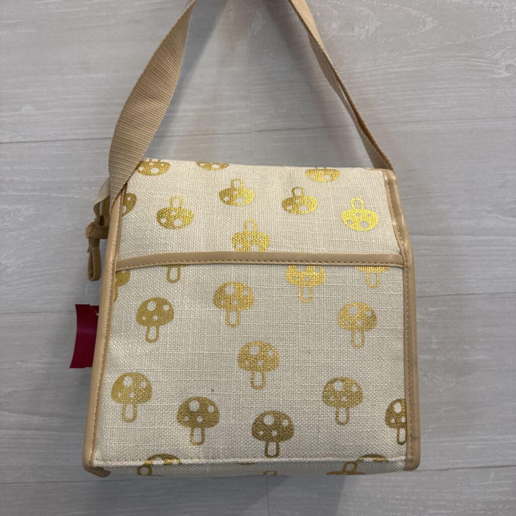 Natural Elements Cream/ Gold Mushroom Print Insulated Lunch Box