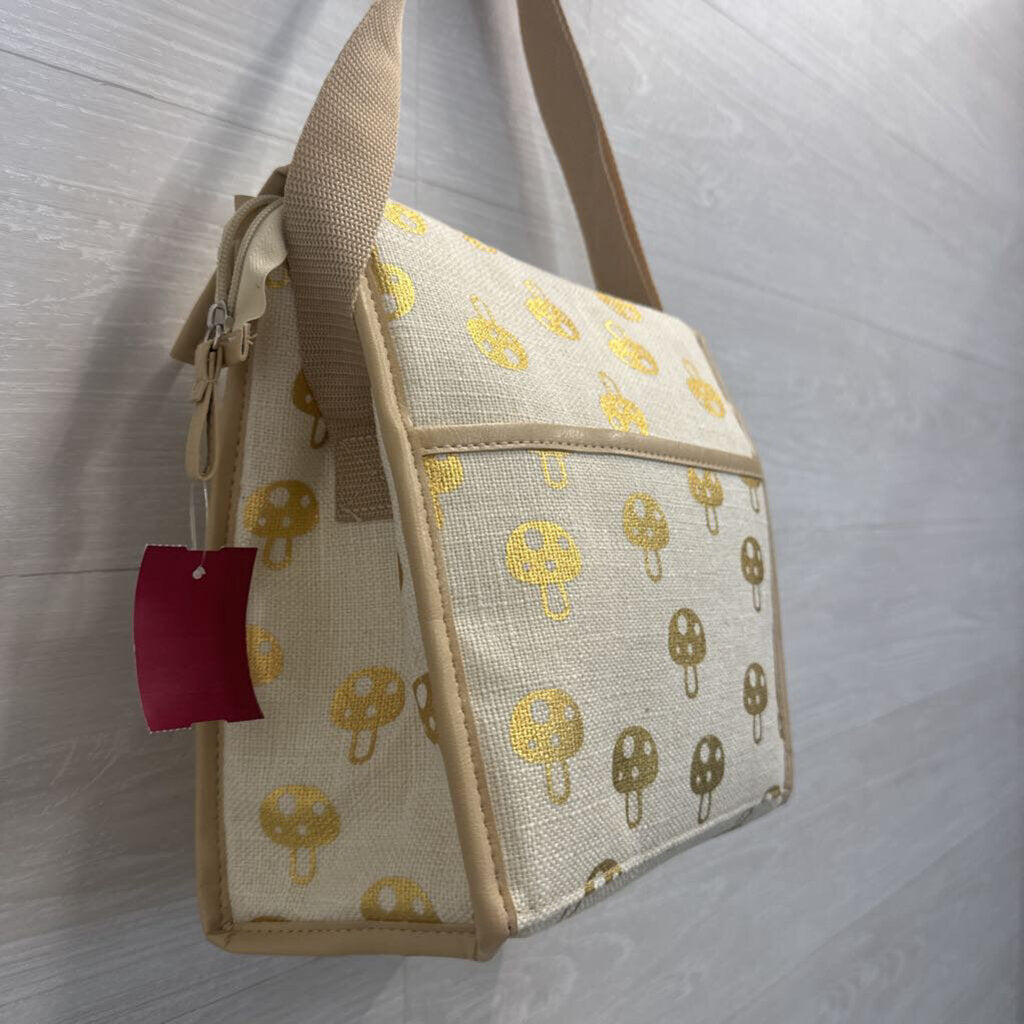 Natural Elements Cream/ Gold Mushroom Print Insulated Lunch Box