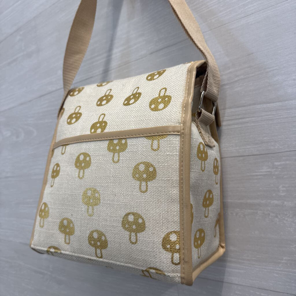Natural Elements Cream/ Gold Mushroom Print Insulated Lunch Box