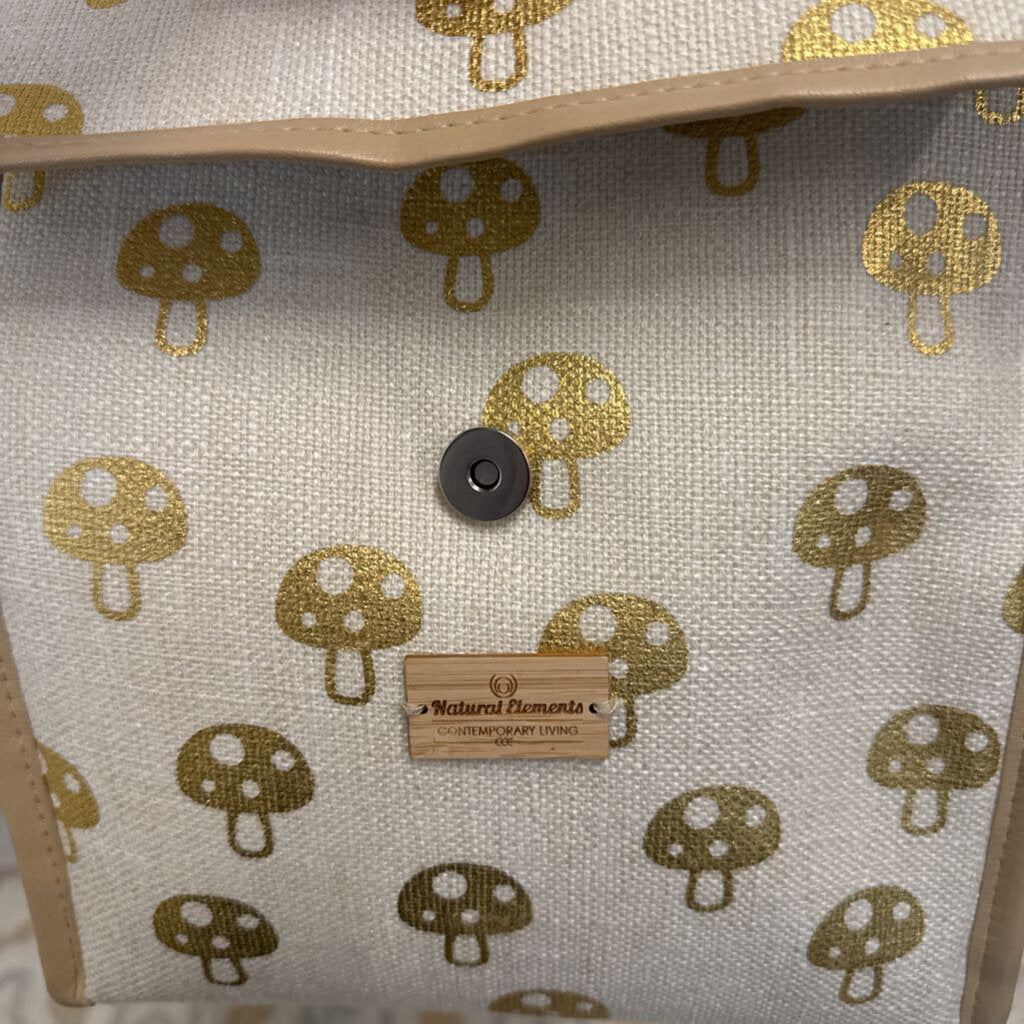 Natural Elements Cream/ Gold Mushroom Print Insulated Lunch Box