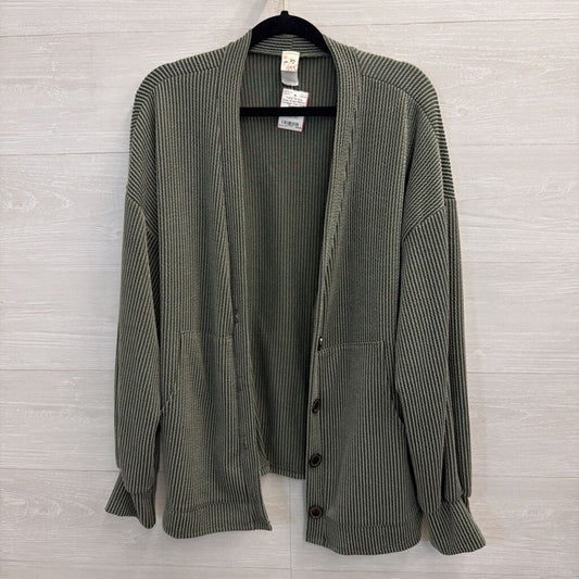 Sage Green Ribbed Cardigan Top Large