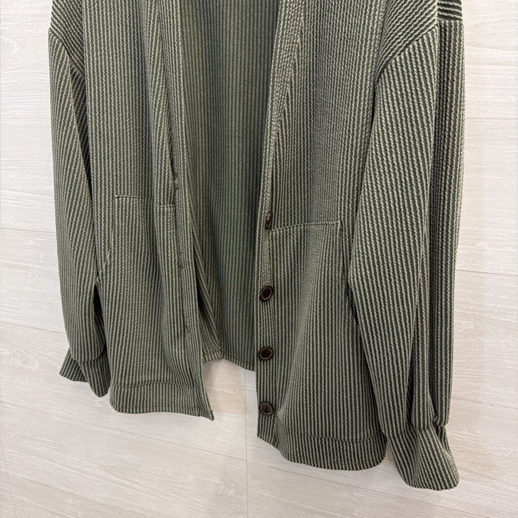 Sage Green Ribbed Cardigan Top Large