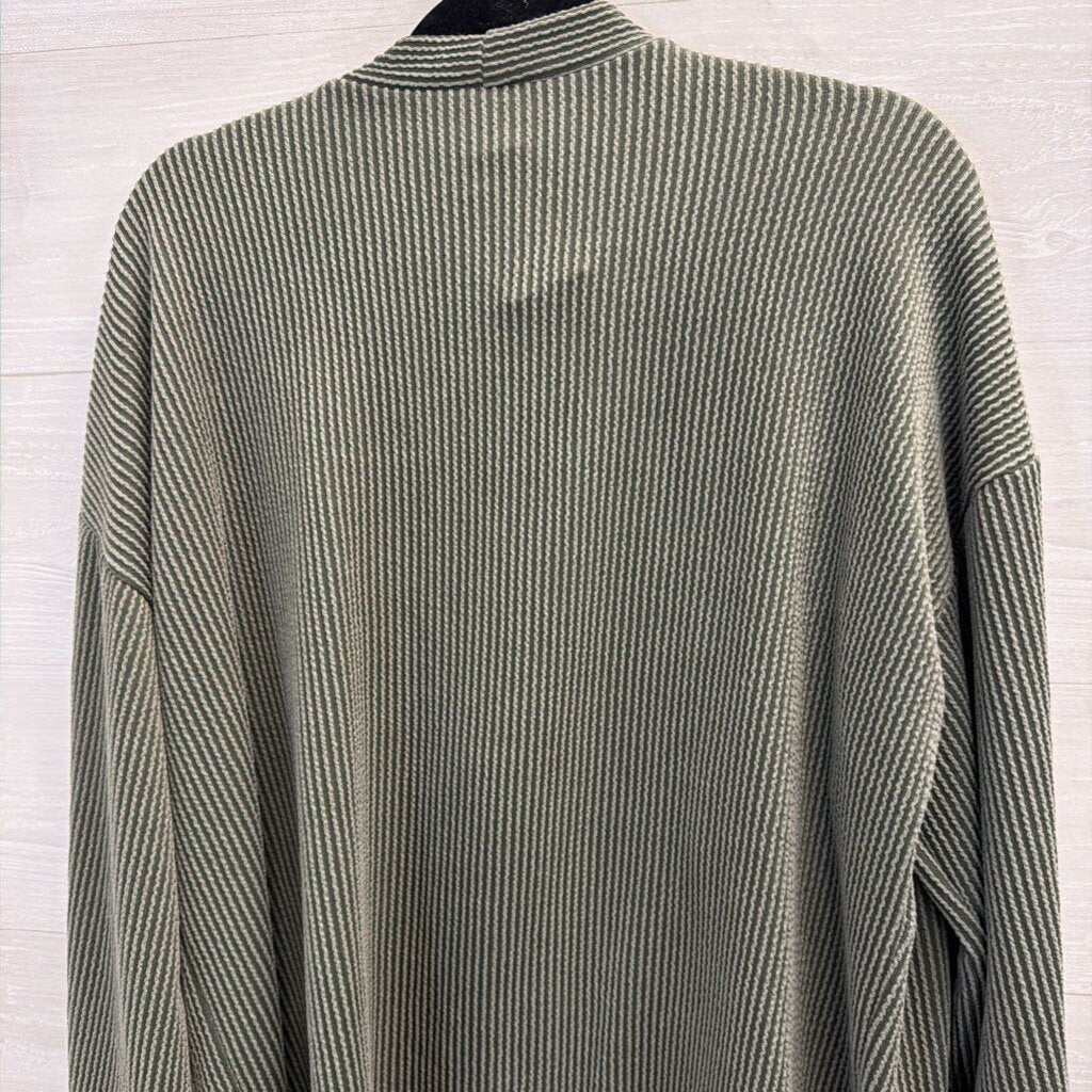 Sage Green Ribbed Cardigan Top Large