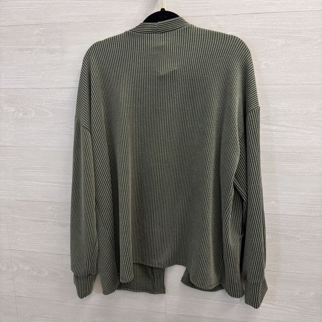 Sage Green Ribbed Cardigan Top Large