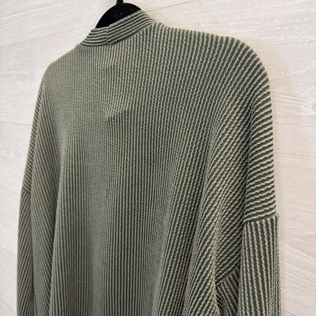 Sage Green Ribbed Cardigan Top Large