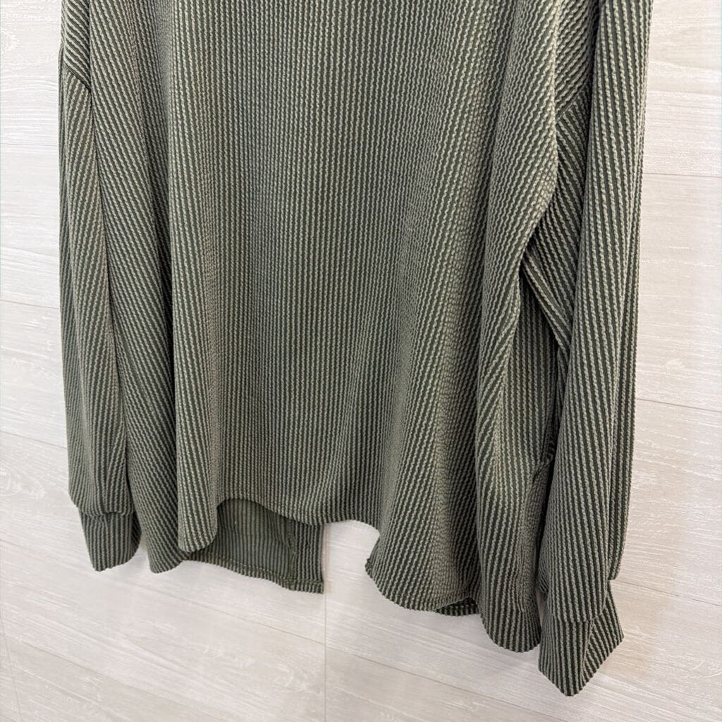 Sage Green Ribbed Cardigan Top Large