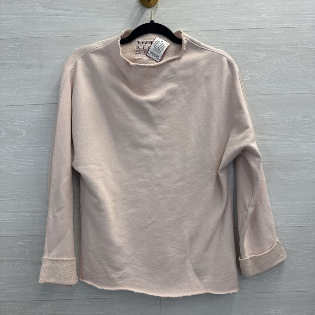 Frank and Eileen Light Pink Effie Long Sleeve Funnel Neck Top Small