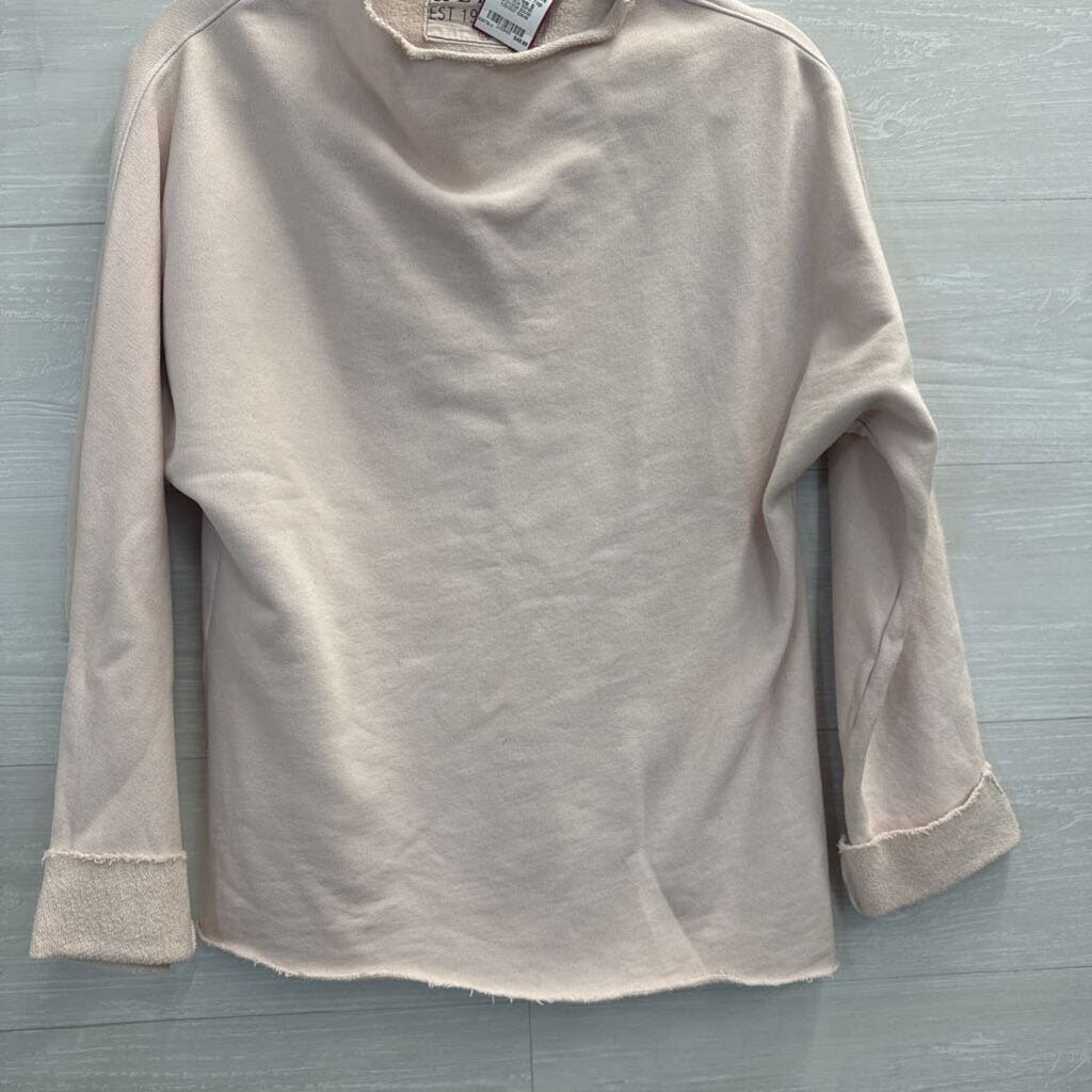 Frank and Eileen Light Pink Effie Long Sleeve Funnel Neck Top Small