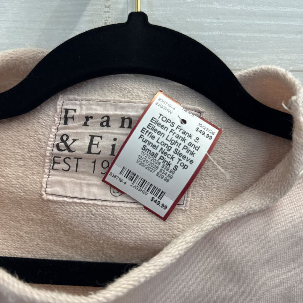 Frank and Eileen Light Pink Effie Long Sleeve Funnel Neck Top Small