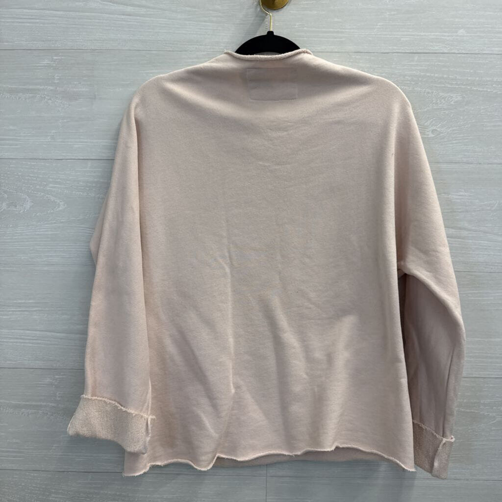 Frank and Eileen Light Pink Effie Long Sleeve Funnel Neck Top Small