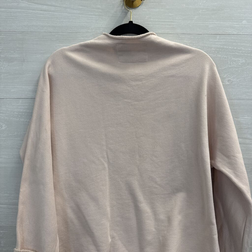 Frank and Eileen Light Pink Effie Long Sleeve Funnel Neck Top Small