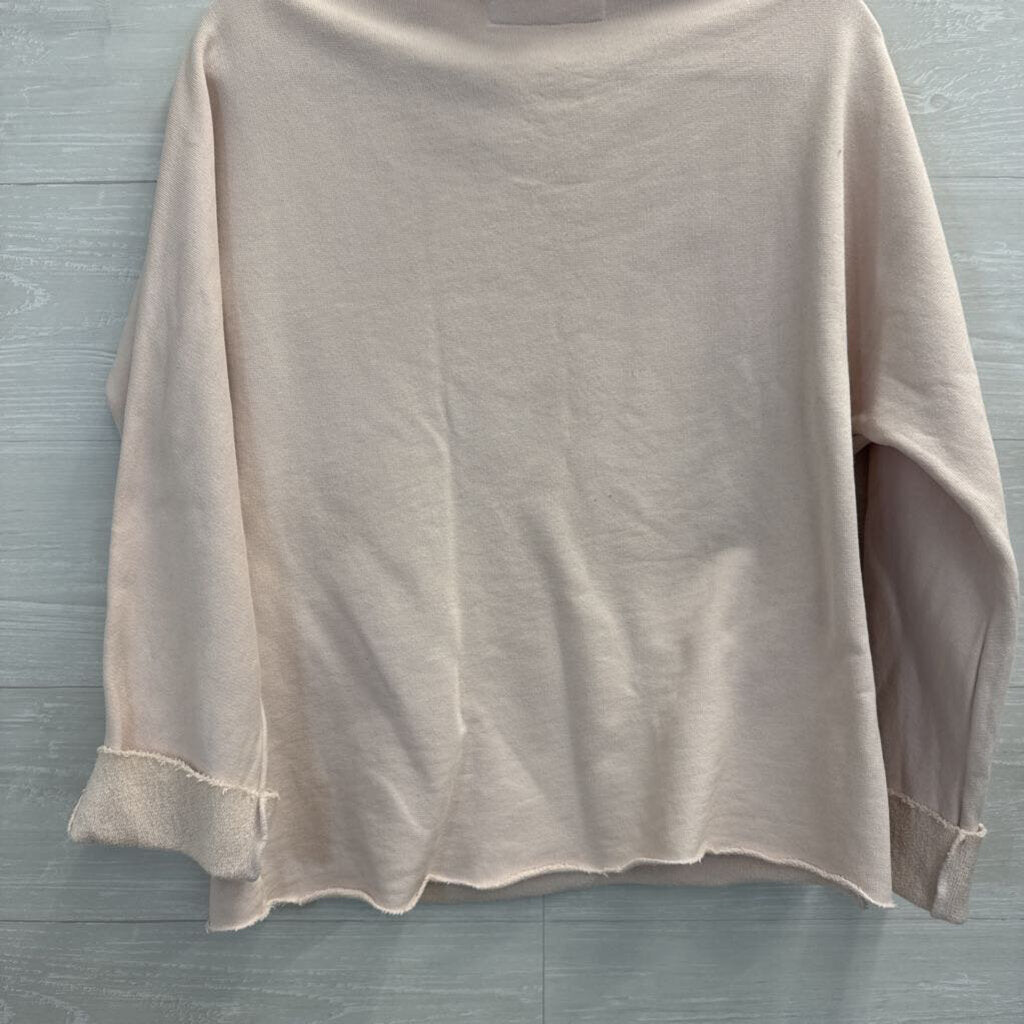 Frank and Eileen Light Pink Effie Long Sleeve Funnel Neck Top Small