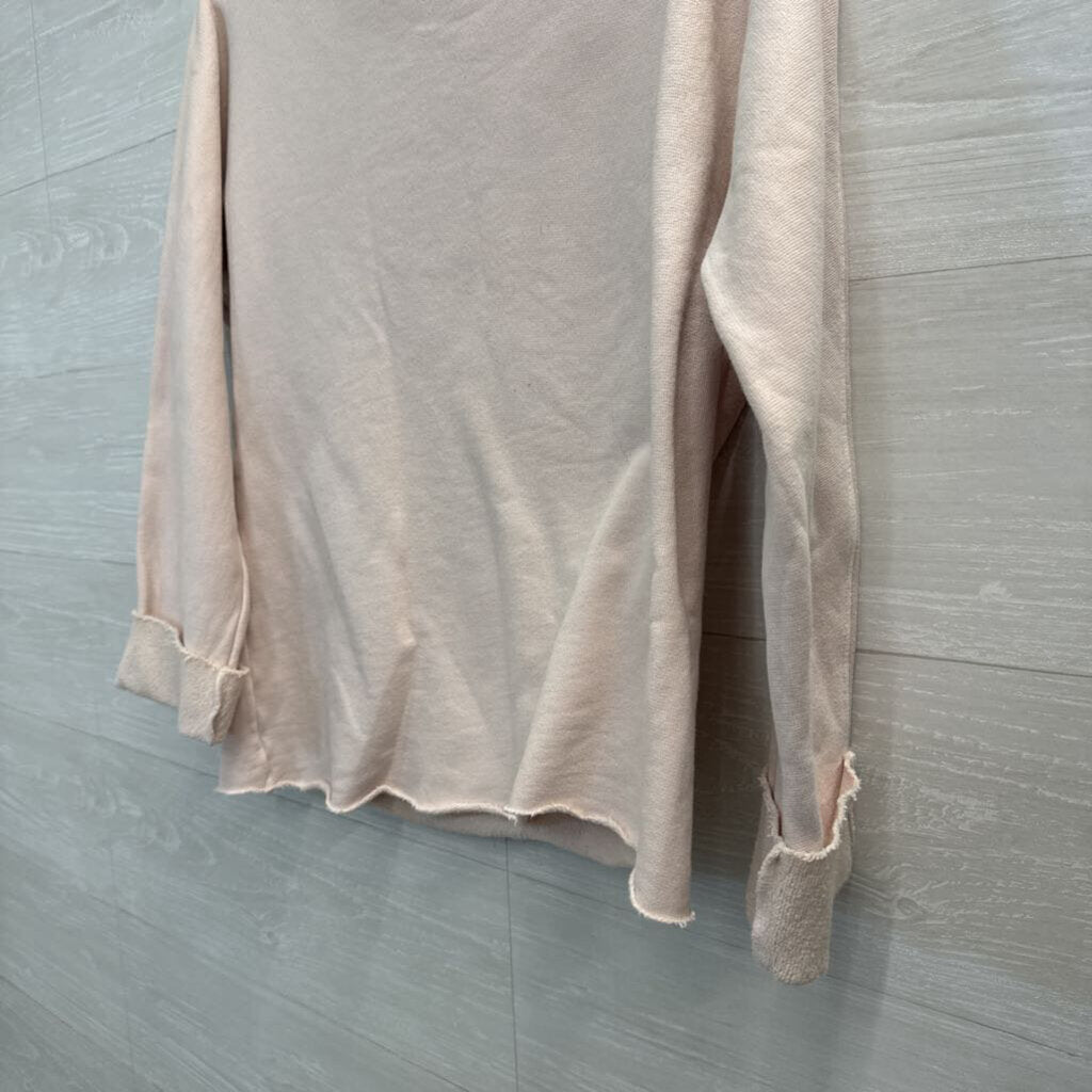 Frank and Eileen Light Pink Effie Long Sleeve Funnel Neck Top Small