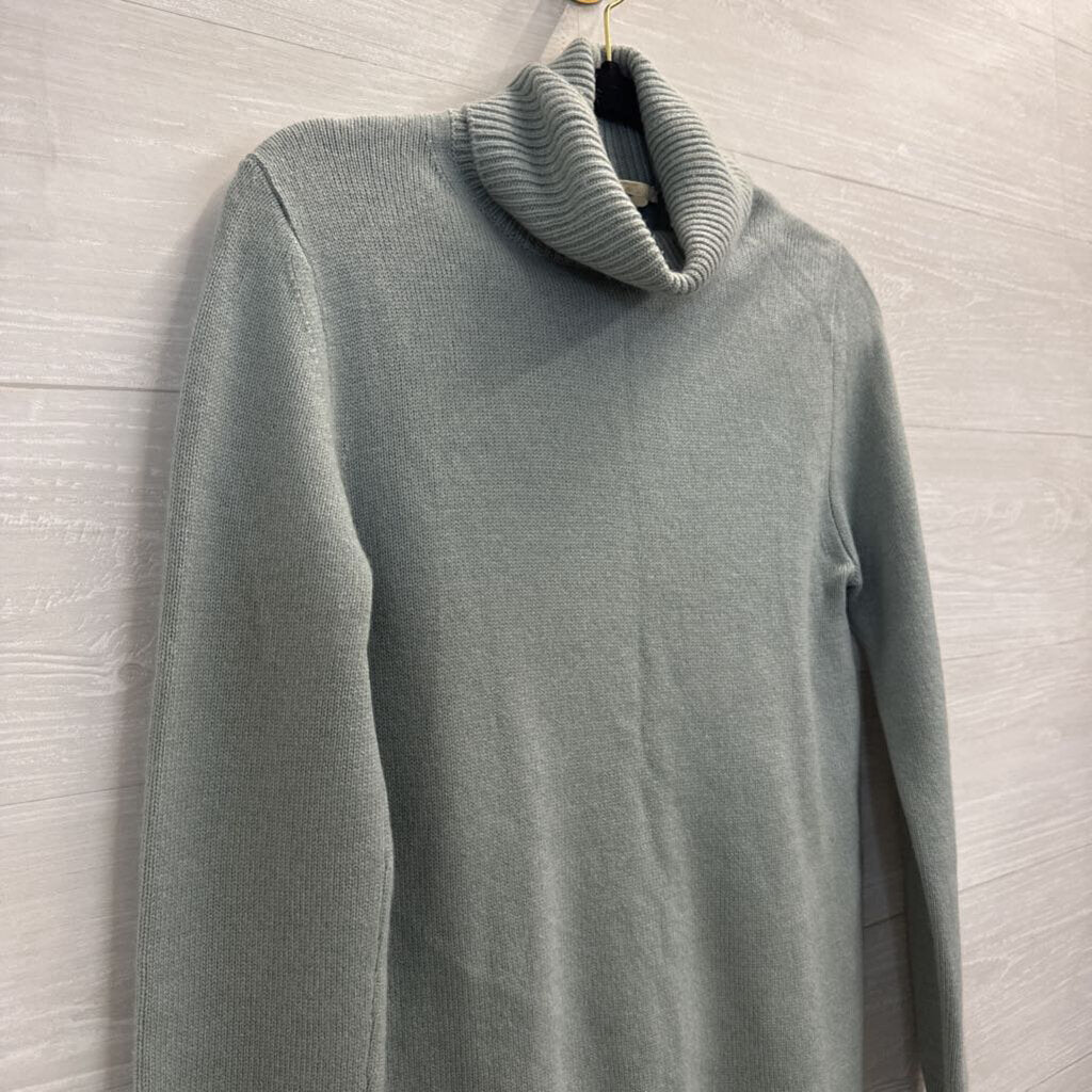 Chloe Blue Knit 100% Cashmere Turtleneck Sweater Medium