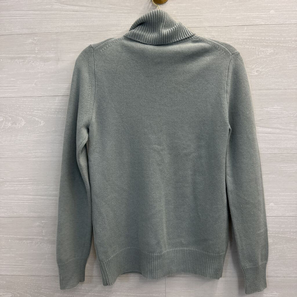 Chloe Blue Knit 100% Cashmere Turtleneck Sweater Medium