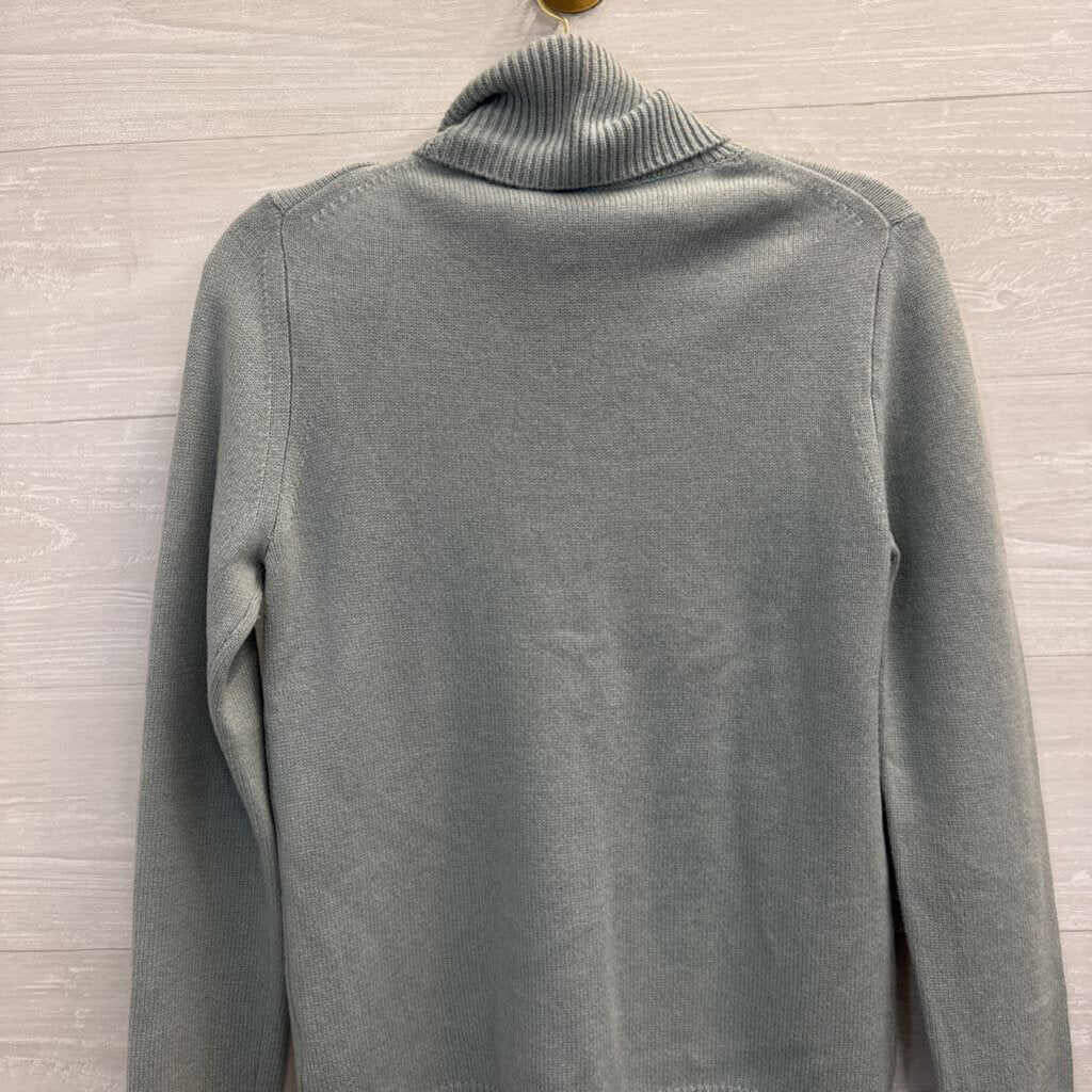 Chloe Blue Knit 100% Cashmere Turtleneck Sweater Medium