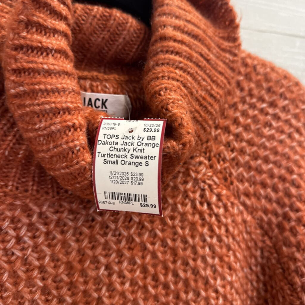 Jack Orange Chunky Knit Turtleneck Sweater Small