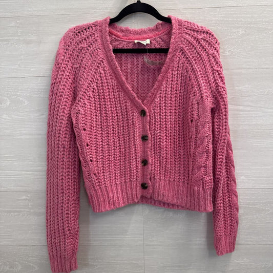 Sundance Pink Chunky Knit Cropped Cardigan Sweater Extra Small Petite