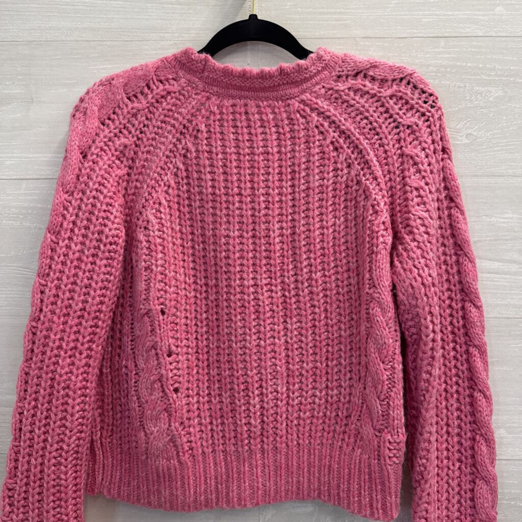 Sundance Pink Chunky Knit Cropped Cardigan Sweater Extra Small Petite