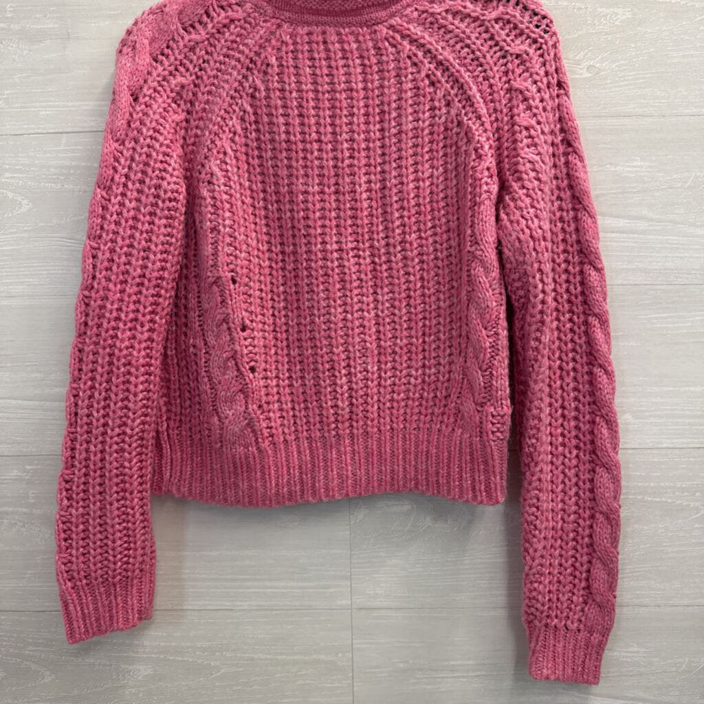 Sundance Pink Chunky Knit Cropped Cardigan Sweater Extra Small Petite