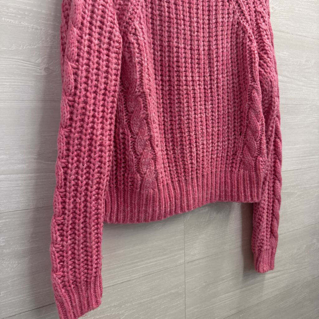 Sundance Pink Chunky Knit Cropped Cardigan Sweater Extra Small Petite