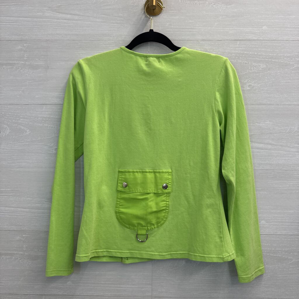 Vintage Dolce and Gabbana Lime Green Long Sleeve Logo Top Large