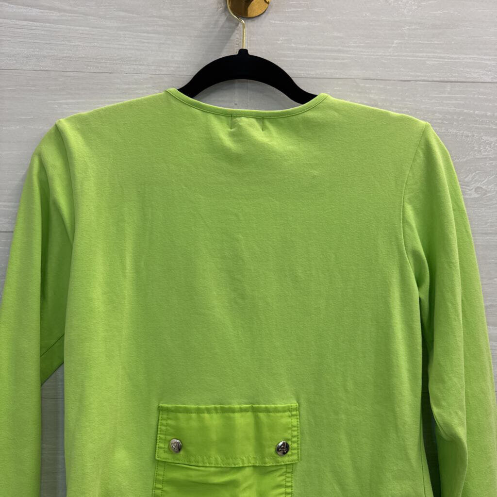 Vintage Dolce and Gabbana Lime Green Long Sleeve Logo Top Large