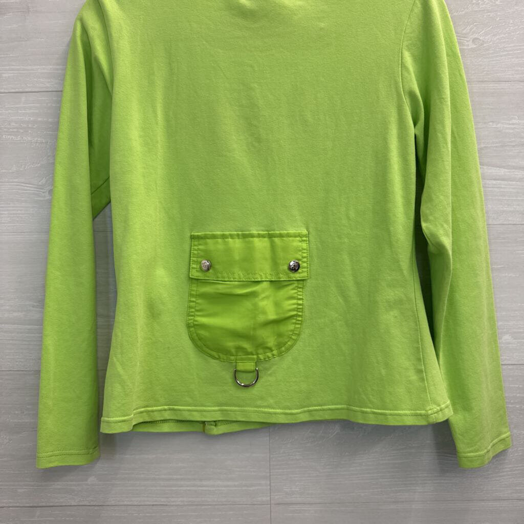 Vintage Dolce and Gabbana Lime Green Long Sleeve Logo Top Large