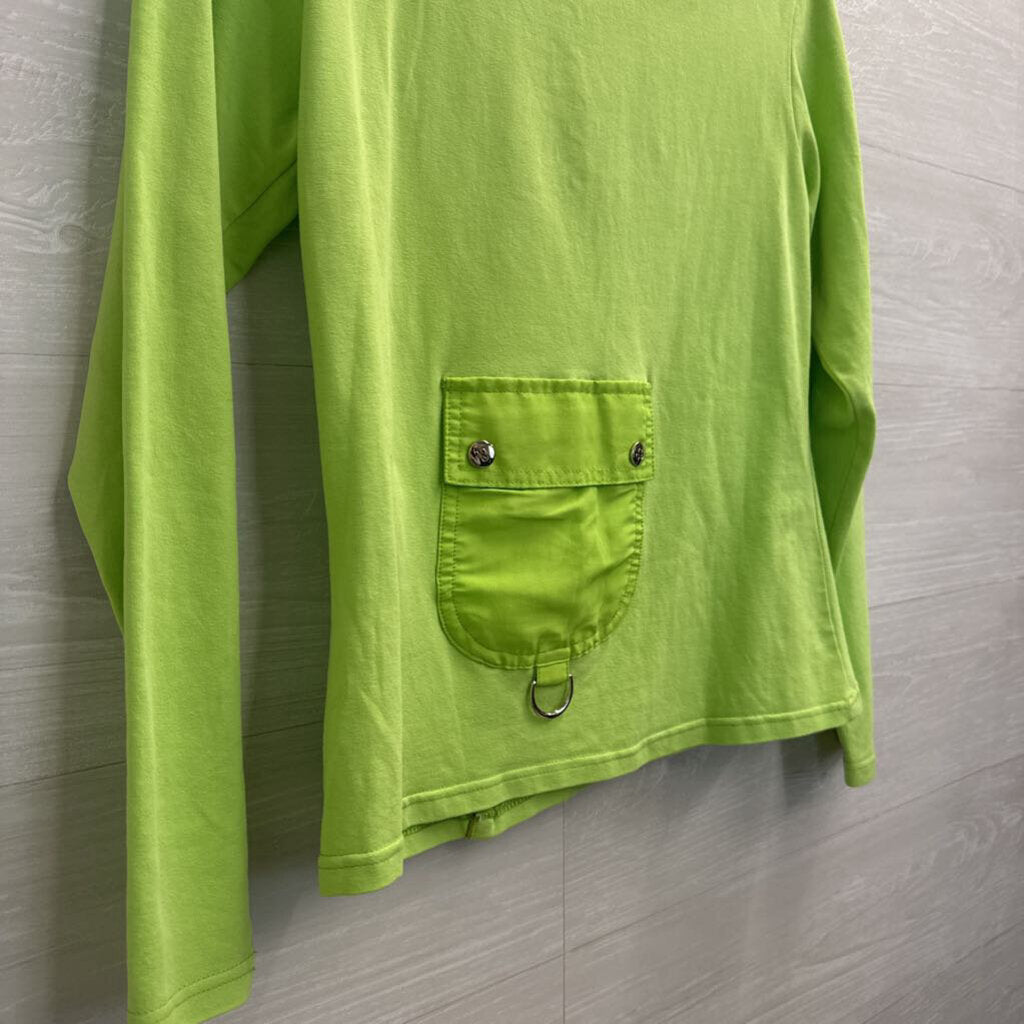 Vintage Dolce and Gabbana Lime Green Long Sleeve Logo Top Large