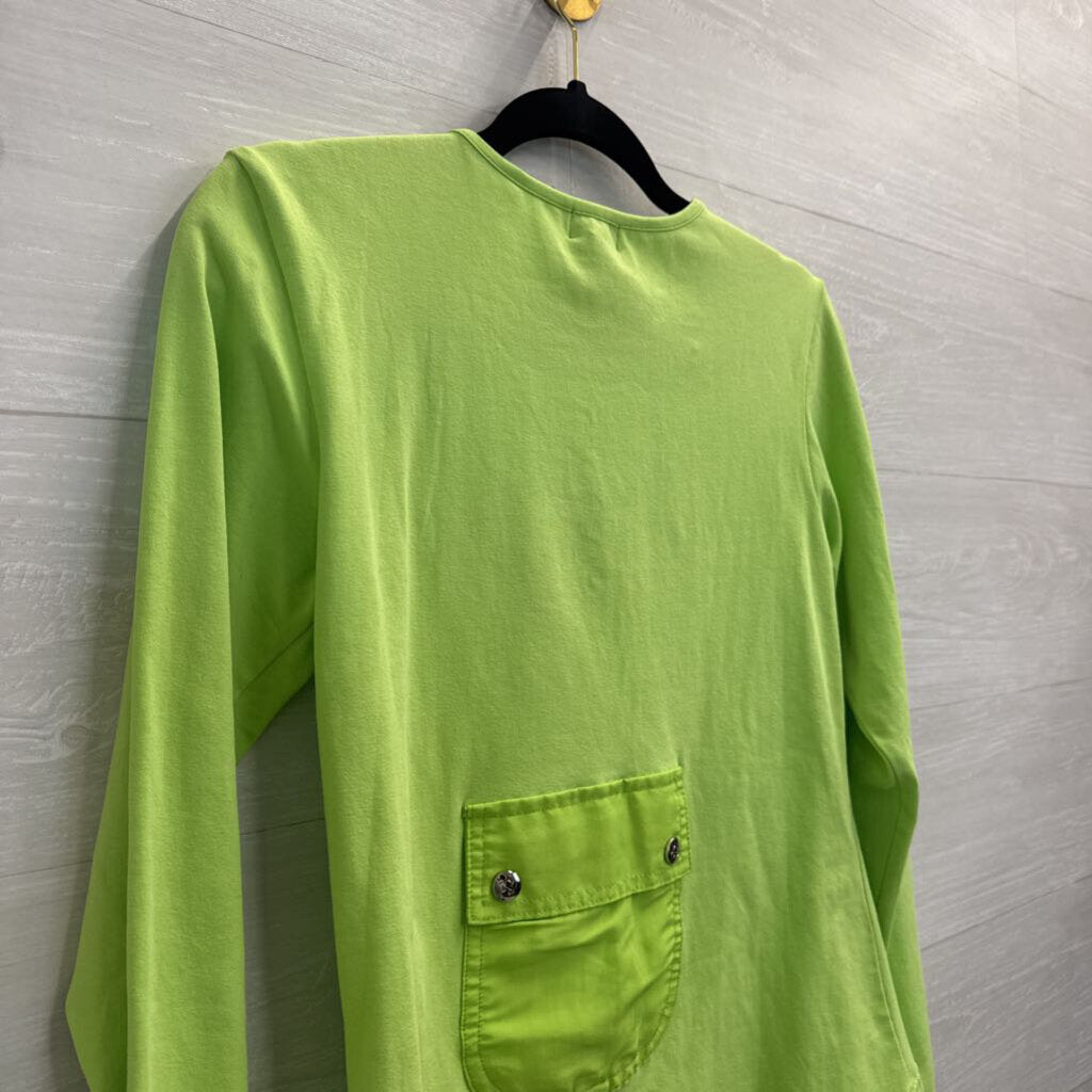 Vintage Dolce and Gabbana Lime Green Long Sleeve Logo Top Large