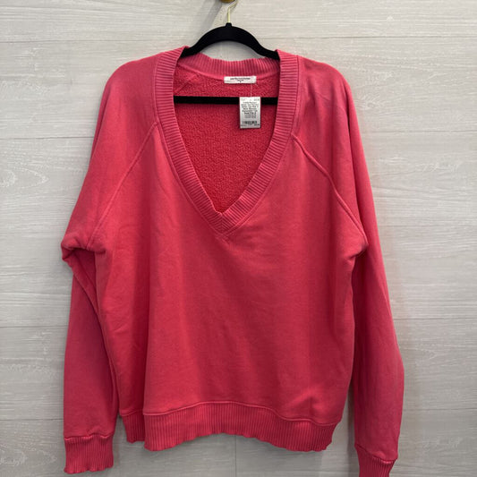 Perfect White Tee Pink V Neck Slouchy Sweatshirt Top Small