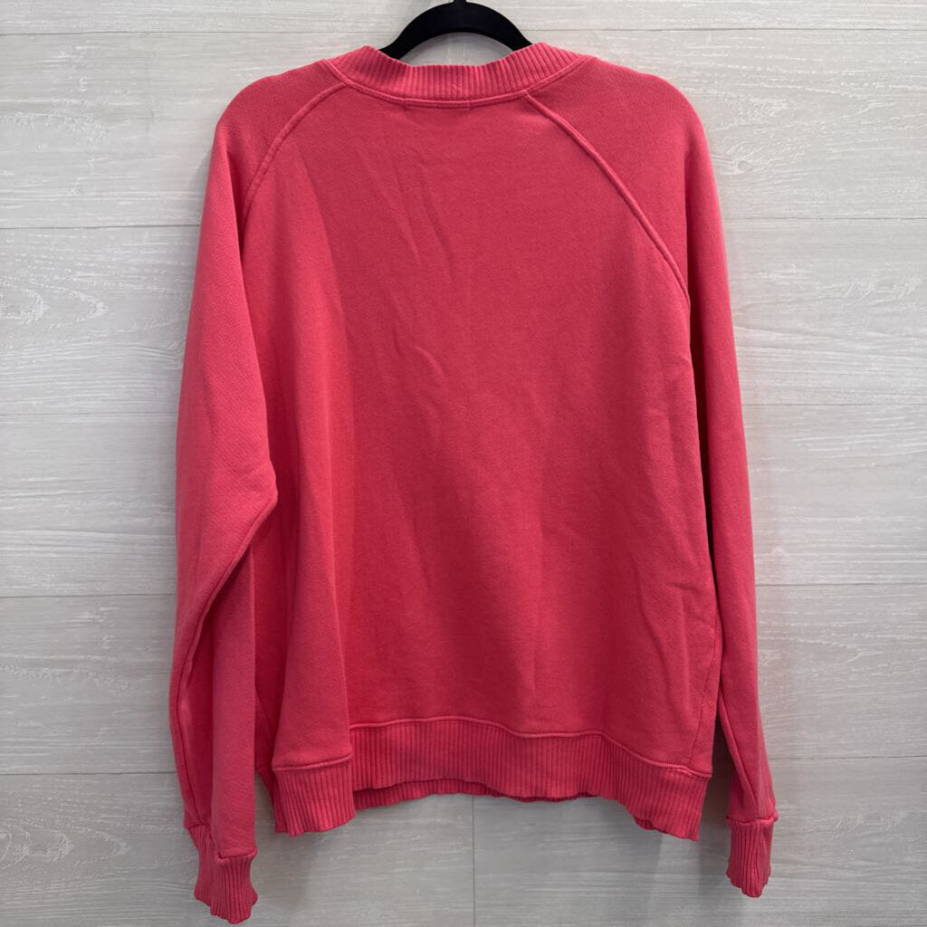 Perfect White Tee Pink V Neck Slouchy Sweatshirt Top Small