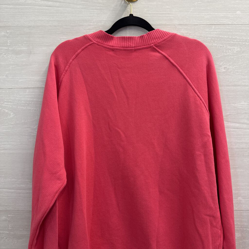 Perfect White Tee Pink V Neck Slouchy Sweatshirt Top Small