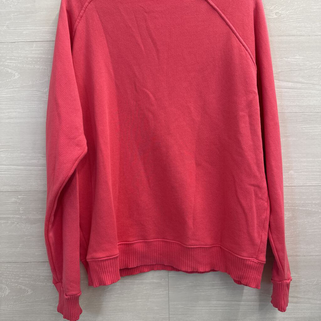 Perfect White Tee Pink V Neck Slouchy Sweatshirt Top Small