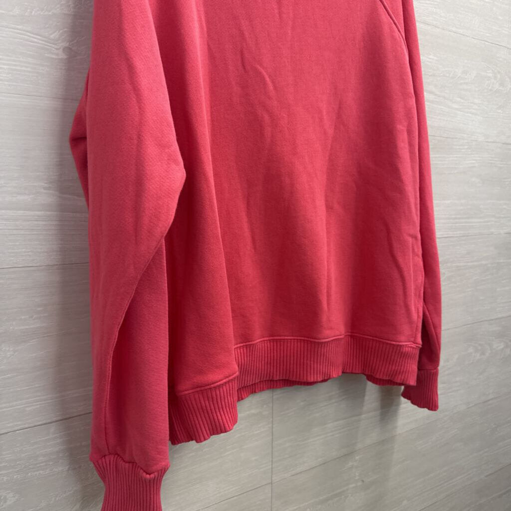 Perfect White Tee Pink V Neck Slouchy Sweatshirt Top Small