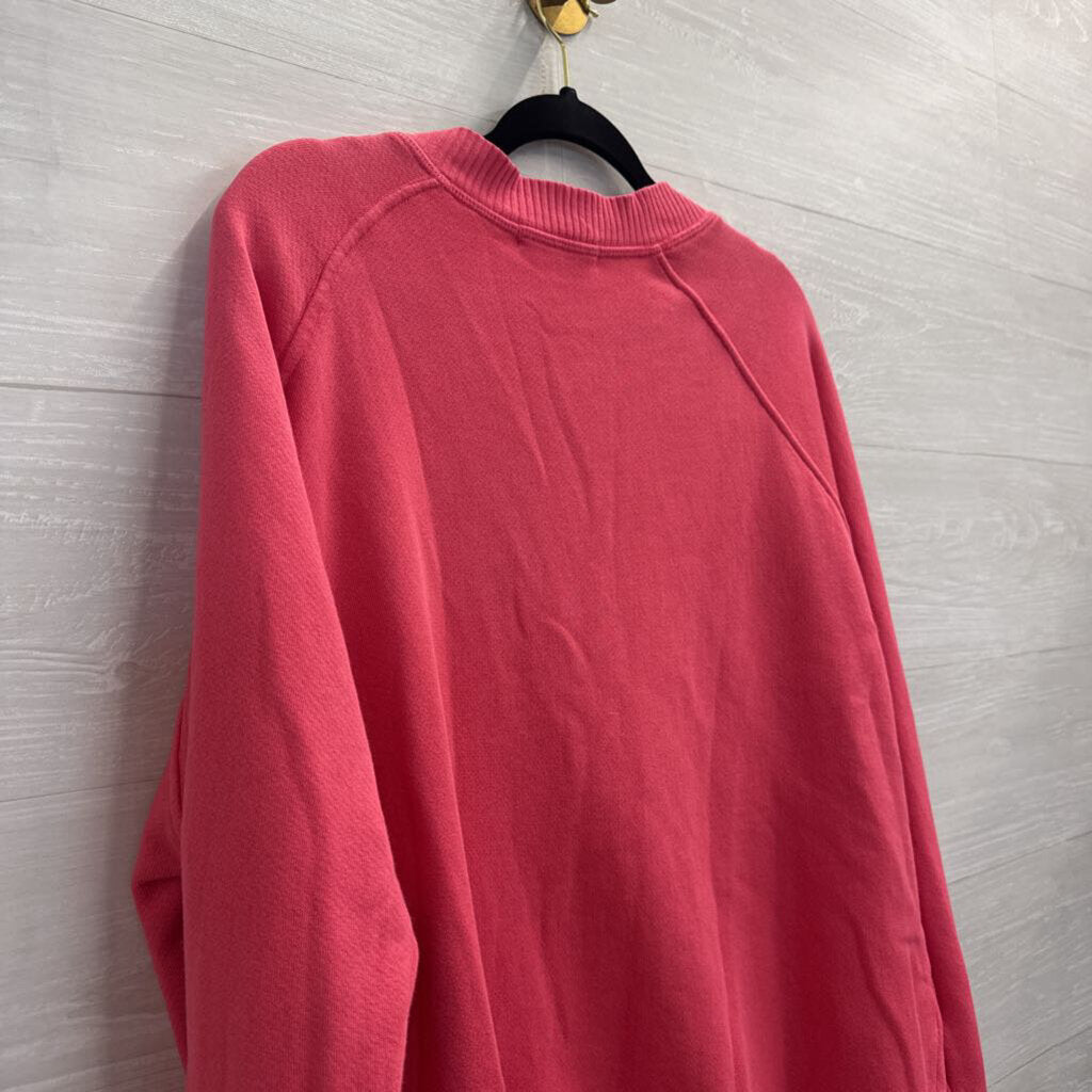 Perfect White Tee Pink V Neck Slouchy Sweatshirt Top Small