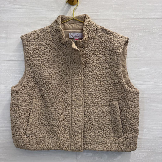 Current Air Beige Textured Cropped Quilting Vest Medium