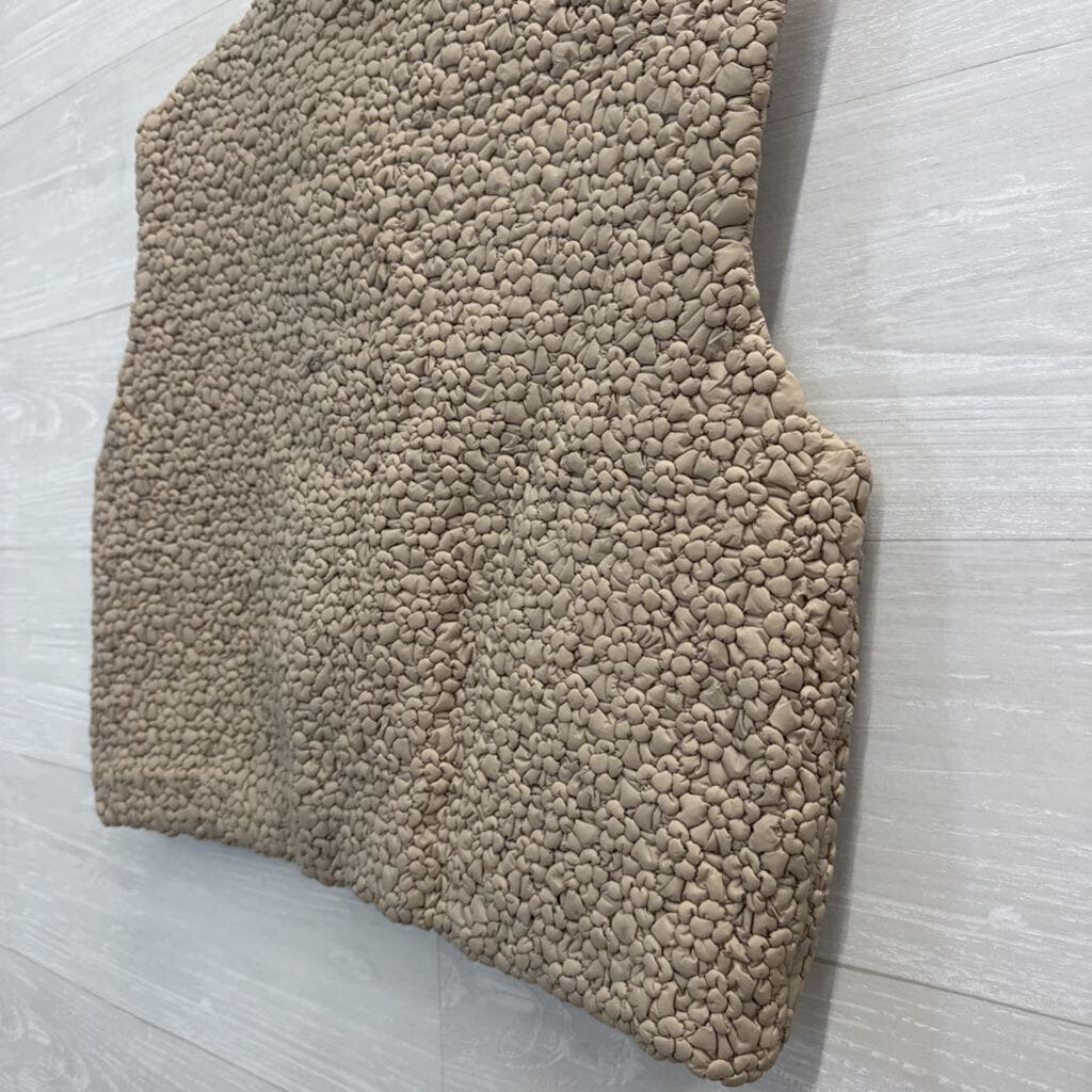 Current Air Beige Textured Cropped Quilting Vest Medium