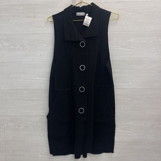 Habitat Black Sleeveless Button Front Dresss Medium